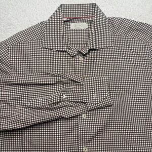 Eton Contemporary Brown Gingham Check Men's Dress Shirt Size Large‎ 16 (41)